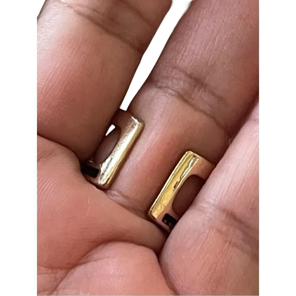 NWOT gold tone black enamel & studs ring US size 6.5